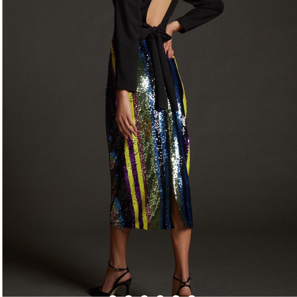 Anthropologie Rdalamal Sequin Midi Skirt Size Small - Picture 2 of 11